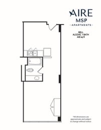 AireMSP_Bell_alcove-448sf Floor planat Aire MSP Apartments, Bloomington, 55425