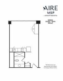AireMSP_Cessna_studio-509sf floor plan at Aire MSP Apartments, Bloomington