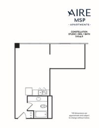 AireMSP_Constellation_studio-den_516sf floor plan at Aire MSP Apartments, Minnesota