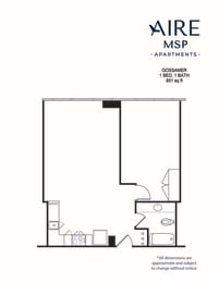 AireMSP_Gossamer_1br-851sf floor plam at Aire MSP Apartments, Bloomington, Minnesota