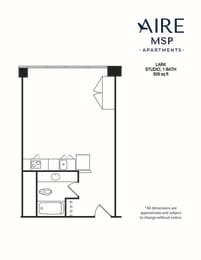 AireMSP_Lark_studio-509sf floor plan at Aire MSP Apartments, Bloomington, MN