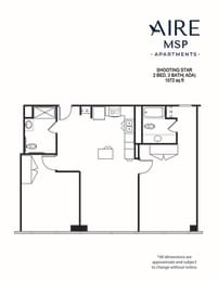AireMSP_ShootingStar_2br-ADA-1072sf floor plan at Aire MSP Apartments, Bloomington, 55425