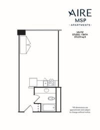 AireMSP_Vin Fiz_studio_372-374sf floor planat Aire MSP Apartments, Minnesota, 55425