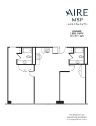 AireMSP_Voyager_2br-1072-1111sf floor plan at Aire MSP Apartments, Bloomington, Minnesota