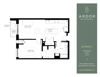 1 bed 1 bath A at Ardor on the Bluffs South Loop Residences Apartments, Bloomington, Minnesota