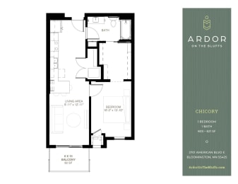 1 bed 1 bath E at Ardor on the Bluffs South Loop Residences Apartments, Bloomington, Minnesota