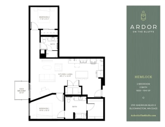 2 bed 2 bath C at Ardor on the Bluffs South Loop Residences Apartments, Bloomington, MN