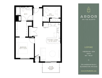 1 bed 1 bath F at Ardor on the Bluffs South Loop Residences Apartments, Bloomington
