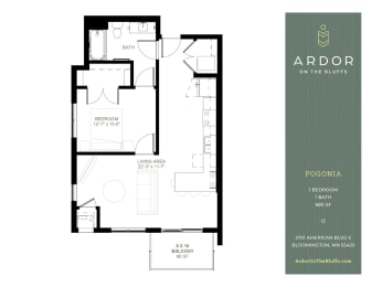 1 bed 1 bath D at Ardor on the Bluffs South Loop Residences Apartments, Bloomington, MN