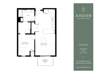 1 bed 1 bath H at Ardor on the Bluffs South Loop Residences Apartments, Bloomington, MN, 55425