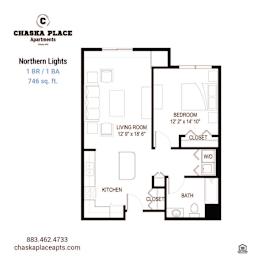 A floor plan for Northern Lights apartment at Chaska Place Apartments.