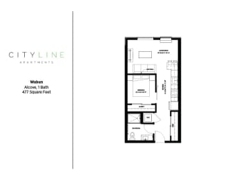 Studio 1 bathroom floor plan Ifloor plan at CityLine Apartments in Minneapolis, MN