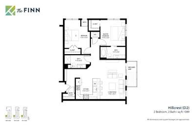 A black and white image of a floor plan for a property by The Finn.