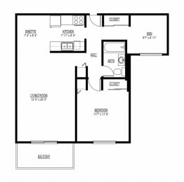 Edenvale Apartments in Eden Prairie, MN  1 BR-Den JUNIPER (Large)