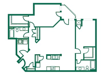 2BR Floor Plan at Joseph's Pointe at Upper Landing Apartments, Minnesota