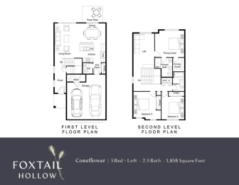a floor plan of two bedrooms and a bathroom