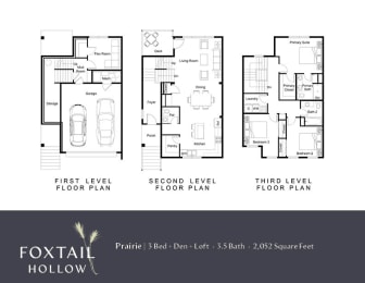 a floor plan of three different floor plans of a house