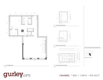 One bedroom floor plan named Caramel at Gurley Lofts in Minneapolis, MN