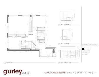 Two bedroom plus den floor plan named Chocolate Cherry at Gurley Lofts in Minneapolis, MN