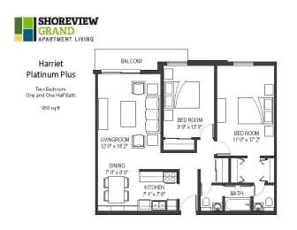 Harriet Platinum Plus Floor Plan at Shoreview Grand, Minnesota