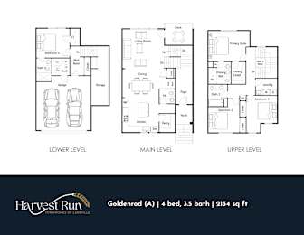 A diagram shows the layout of a house with three levels.