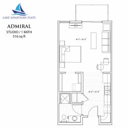 Studio Floor Plan at Lake Jonathan Flats, Chaska, MN