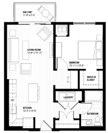 A black and white image of a floor plan for a home with labeled rooms.