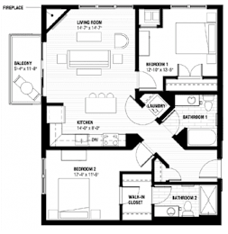 A black and white floor plan of a house with labeled rooms.