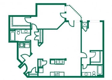 2A Floor Plan at Joseph's Pointe at Upper Landing Apartments, St. Paul, 55102