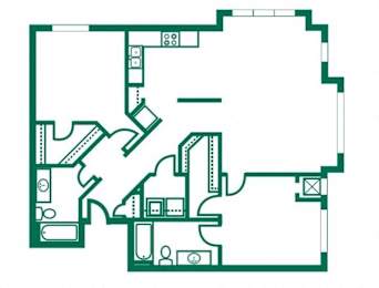 2B_2 Floor Plan at Joseph's Pointe at Upper Landing Apartments, St. Paul, Minnesota