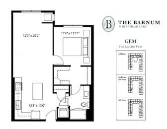 1BedGem3 at The Barnum Apartments, White Bear Lake, MN,  55110