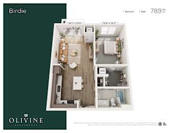 Floor Plan  1 bed 1 bath B at Olivine Apartments, Victoria 55386