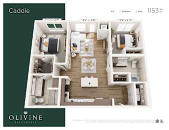 Floor Plan  2 bed 2 bath A at Olivine Apartments, Victoria