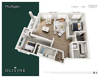 Floor Plan  2 bed 2 bath H at Olivine Apartments, Victoria