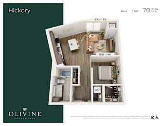 Floor Plan  1 bedroom 1 bath D at Olivine Apartments, Victoria, MN, 55386