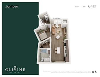 Floor Plan  1 bedroom 1 bath F at Olivine Apartments, Victoria 55386