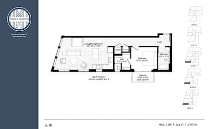 Mill Floor Plan at The M on Hennepin, Minneapolis, 55414