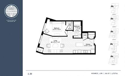 Monroe Floor Plan at The M on Hennepin, Minneapolis, Minnesota