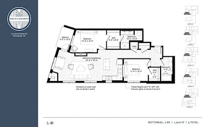 Bottineau Floor Plan at The M on Hennepin, Minneapolis
