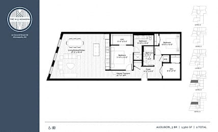 Audubon Floor Plan at The M on Hennepin, Minneapolis, Minnesota