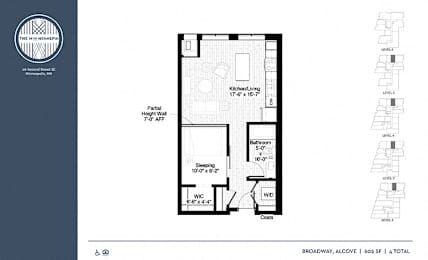 Broadway Floor Plan at The M on Hennepin, Minneapolis, MN, 55414