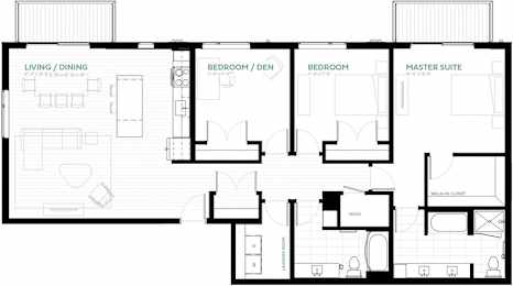 Commodore Floor Plan at Viridium Apartments, Minneapolis