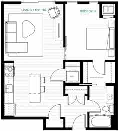 Denim Floor Plan at Viridium Apartments, Minneapolis, MN 55401