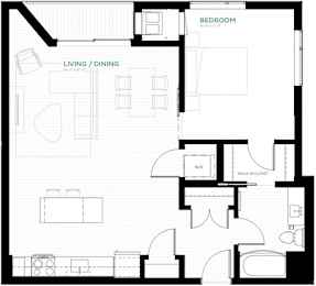 Laguna Floor Plan at Viridium Apartments, Minnesota, 55401