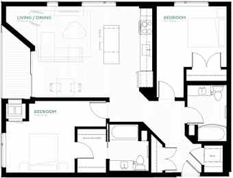 Ocean Floor Plan at Viridium Apartments, Minnesota, 55401