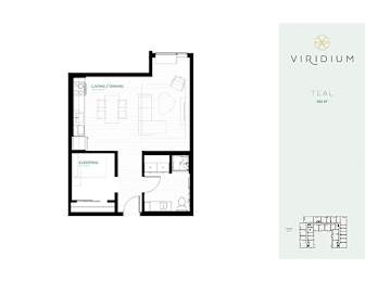 Teal Floor Plan at Viridium Apartments, Minnesota, 55401