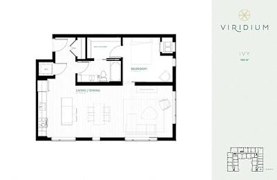 Ivy Floor Plan at Viridium Apartments, Minnesota, 55401