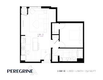 1BR_D Floor Plan at Peregrine Apartments, Minneapolis, MN