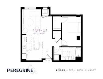 1BR_E1 Floor Plan at Peregrine Apartments, Minneapolis, Minnesota