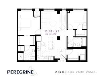 2BR_B1 Floor Plan at Peregrine Apartments, Minneapolis, 55411